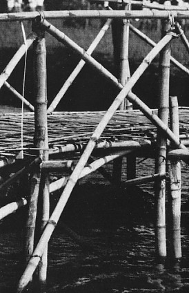 Bamboo bridge with intermediate posts